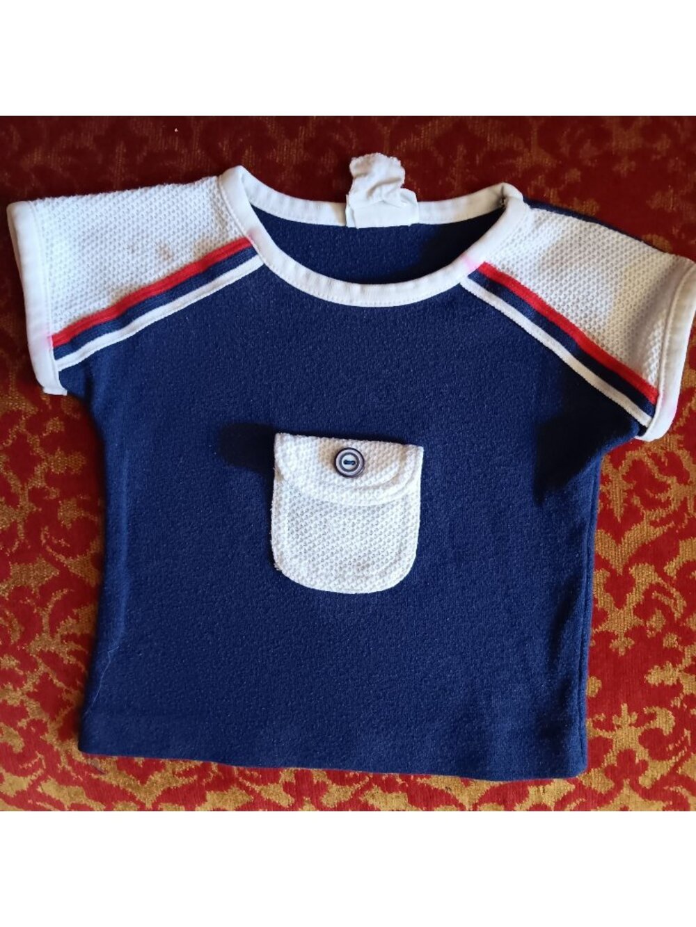 Girls 2T Vintage 1970's Tennis T-shirt Top Aileen Girls Front Pocket Distress